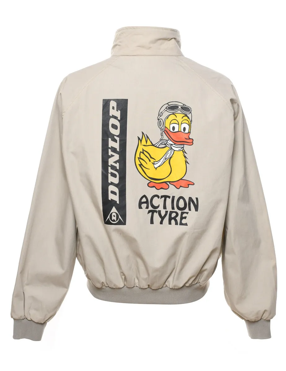 Beige Dunlop Back Graphic Design Jacket - XL