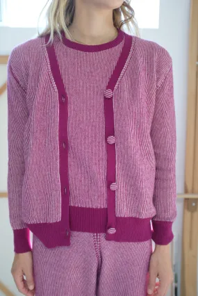 Beklina Cashmere Ribbed Cardigan Baya/Petal