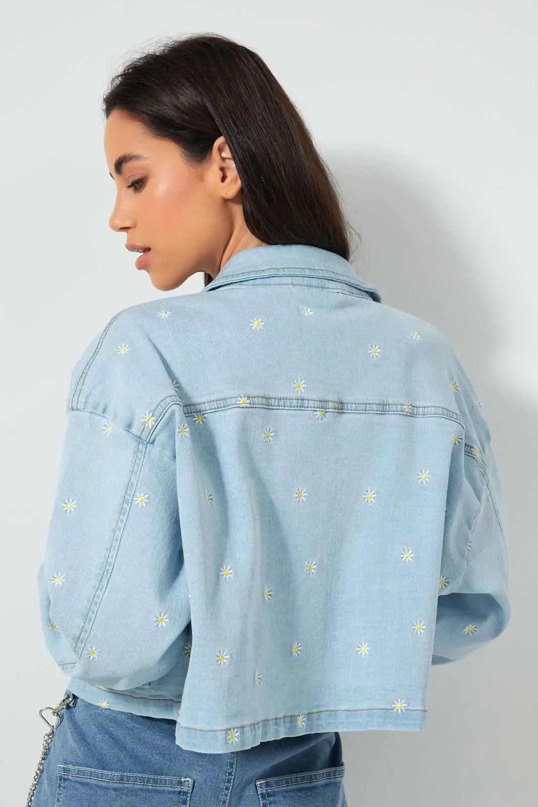 Blue Floral Embroidered Jacket