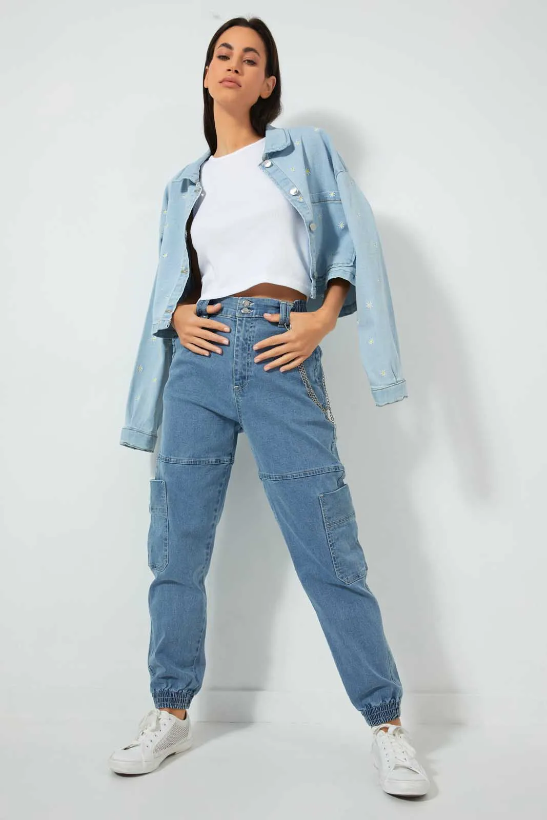 Blue Floral Embroidered Jacket