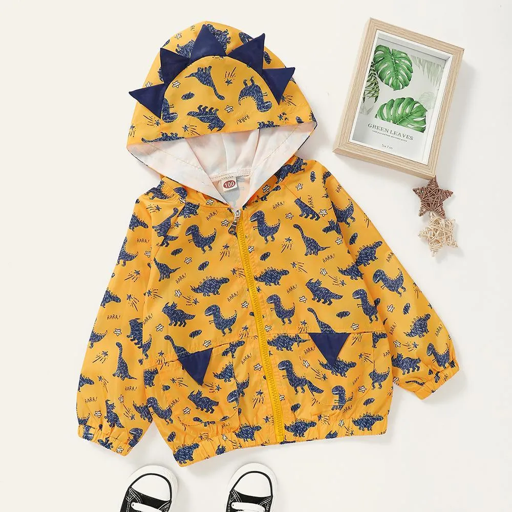 Boys 3D Dinosaur Printed Hooded Jackets Wholesale Toddler Boy Clothing