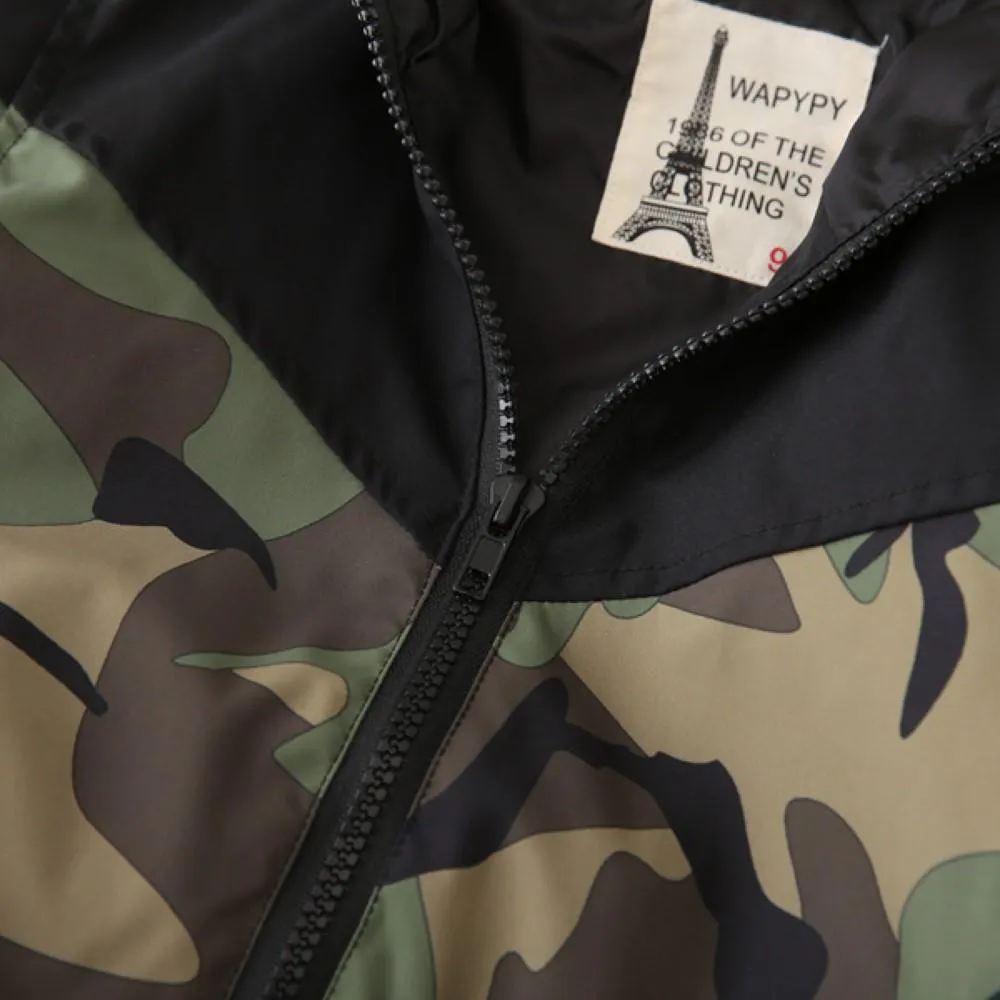 Boys Camouflage Hooded Long Sleeves Jackets Wholesale Toddler Boy Clothing