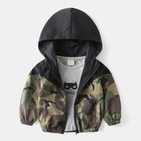 Boys Camouflage Hooded Long Sleeves Jackets Wholesale Toddler Boy Clothing
