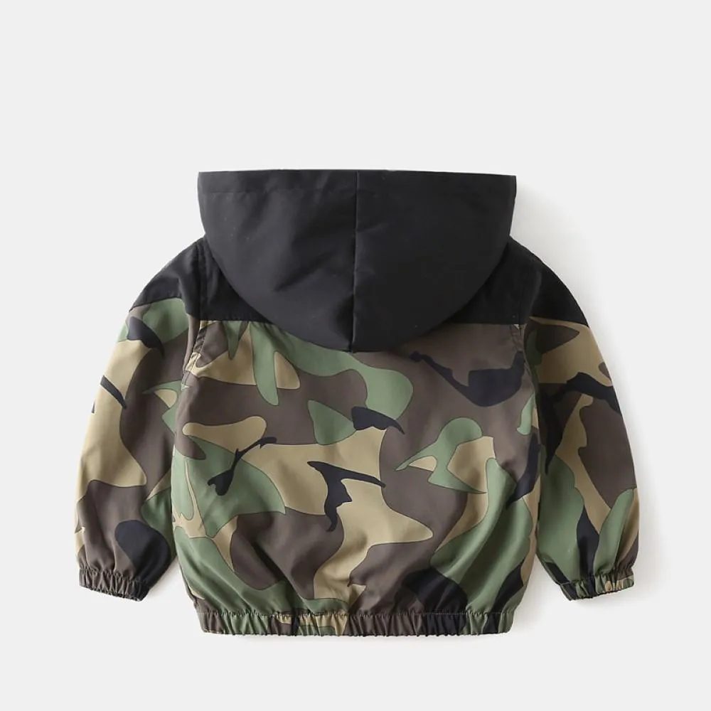 Boys Camouflage Hooded Long Sleeves Jackets Wholesale Toddler Boy Clothing