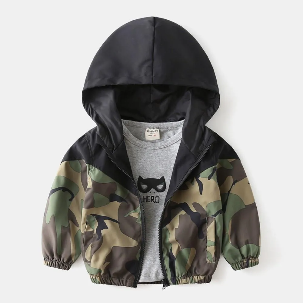 Boys Camouflage Hooded Long Sleeves Jackets Wholesale Toddler Boy Clothing