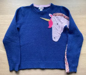 Braided Unicorn Navy Blue Sweater, Size 6, Kids 6/6X (extra small)