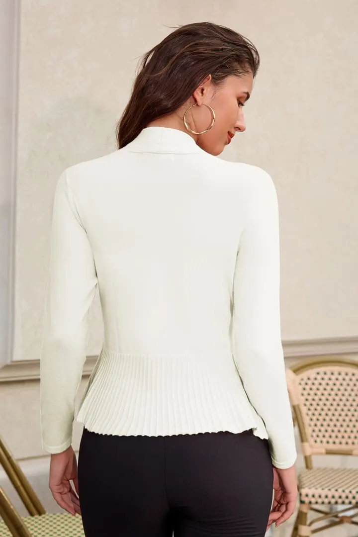 Casual Draped Open Front Cropped Long Sleeve Sweater Cardigan