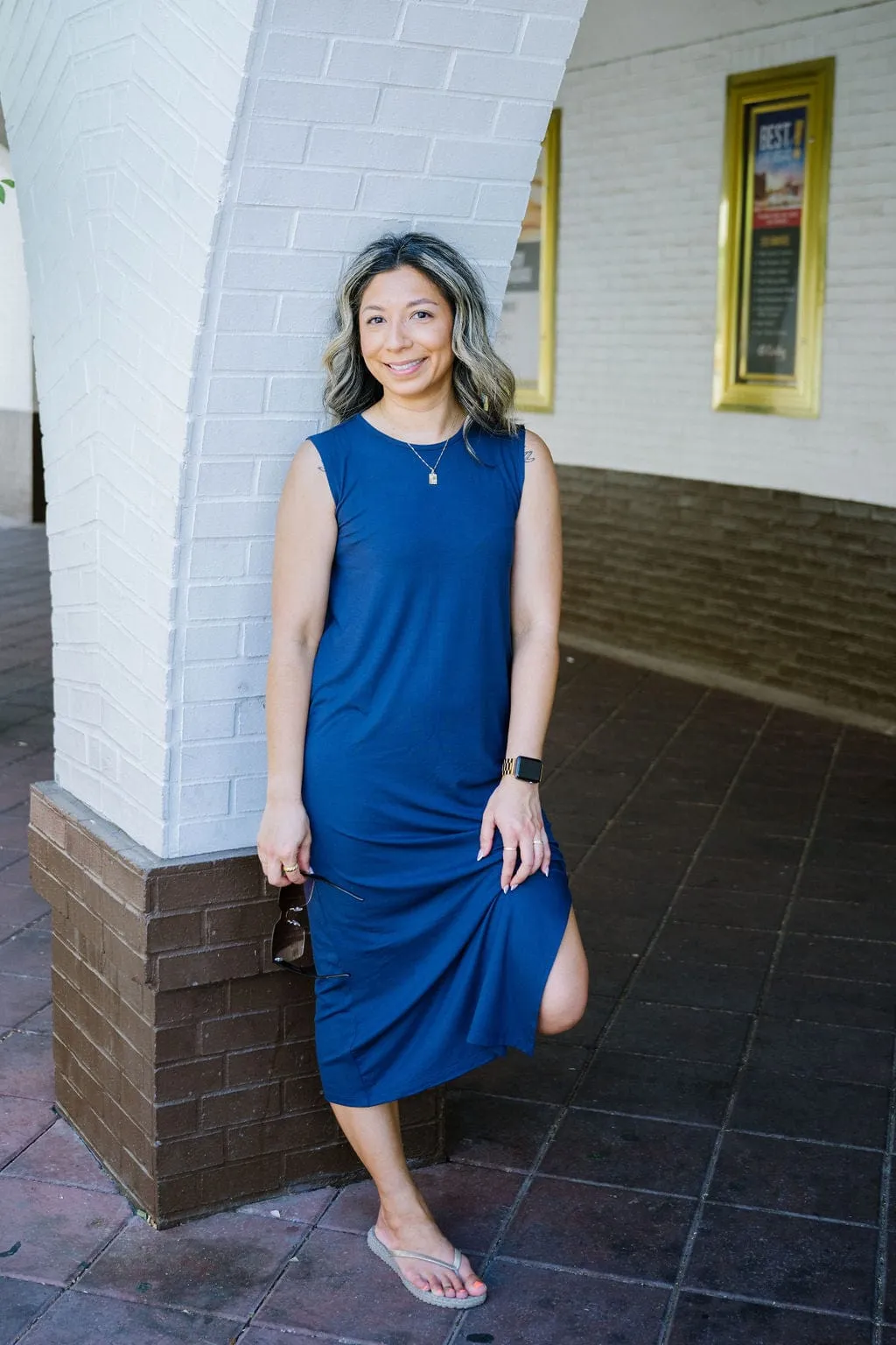Column Midi Dress in Cornflower