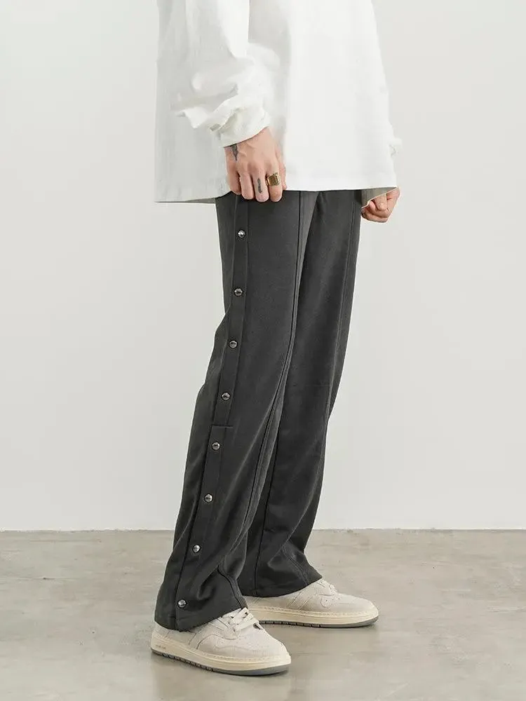 Distressed Breasted Straight Loose Sweatpants