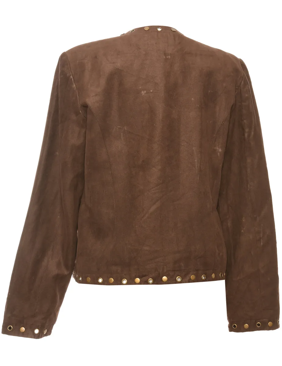 Embellished Dark Brown Jacket - M