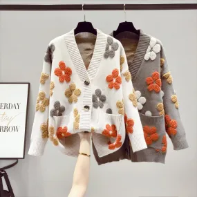 Embroidered Flower Design Cardigan Sweaters For Women - Ailime Designs