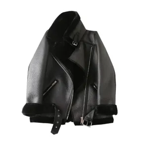 Extra Thick Women's Lamb Feather Rider Jacket with Artificial Fur – Warm and Stylish Outerwear