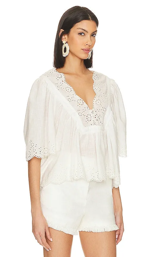 Free People Costa Eyelet Top in White