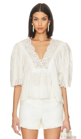 Free People Costa Eyelet Top in White