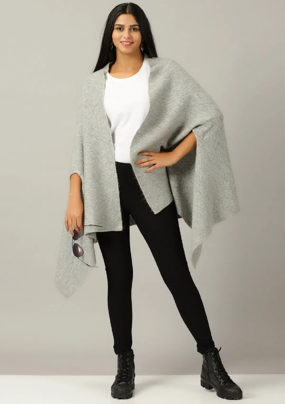 Grey Knitted Poncho