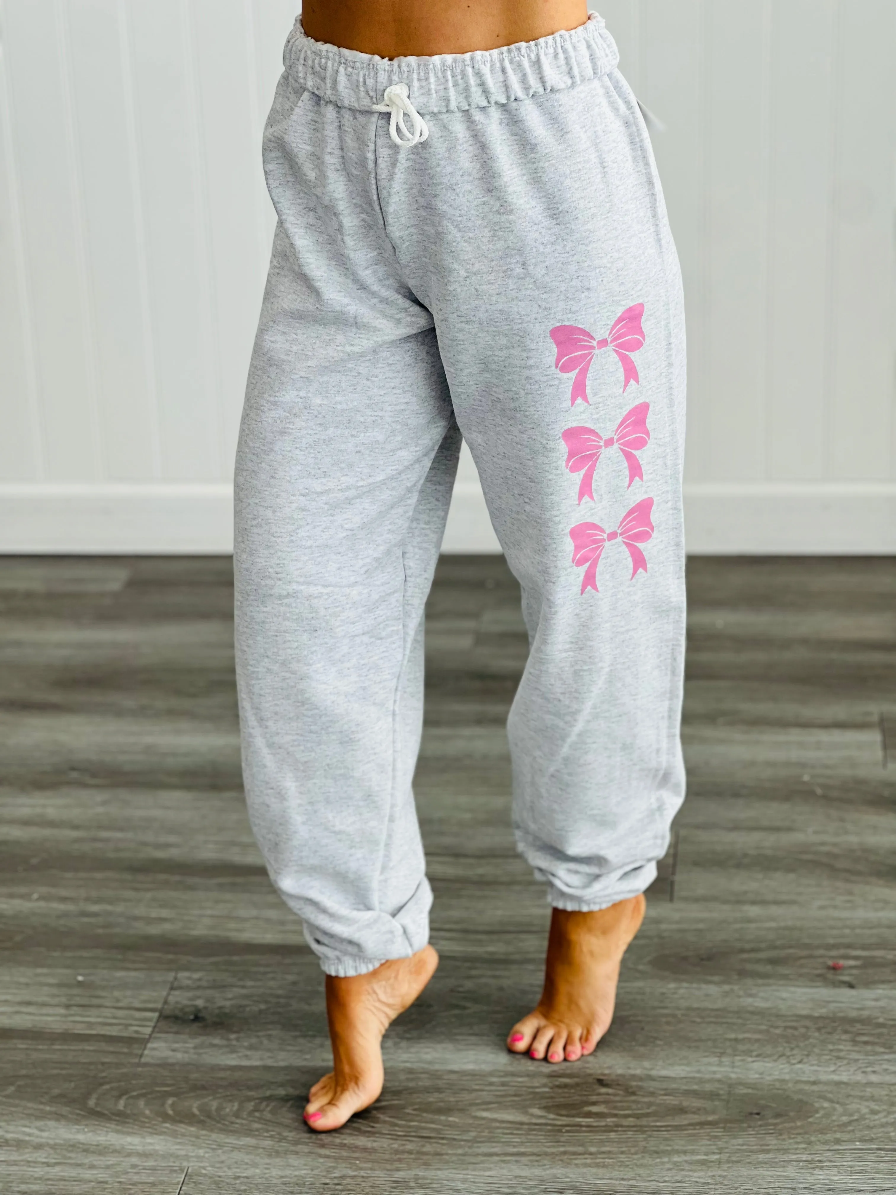Heather Grey Fab-Bow-Lous Sweatpants (Reg. and Plus)