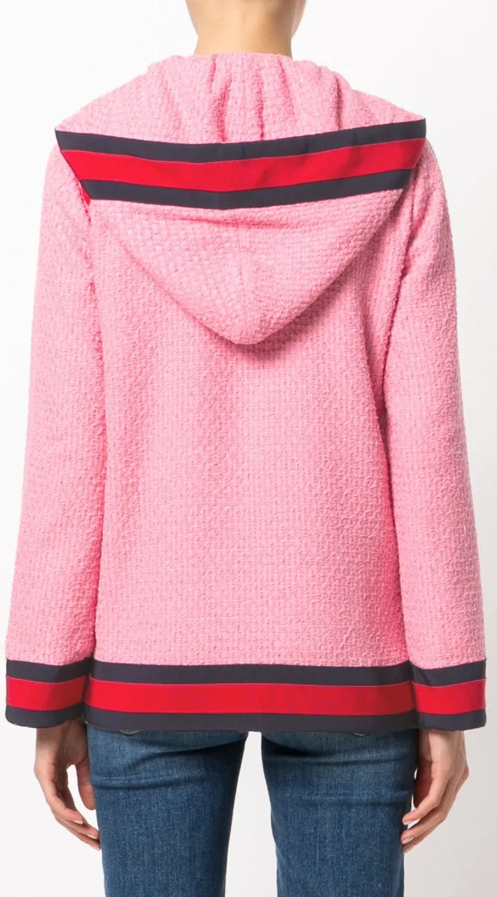 Hooded Knit Cardigan-Jacket, Pink