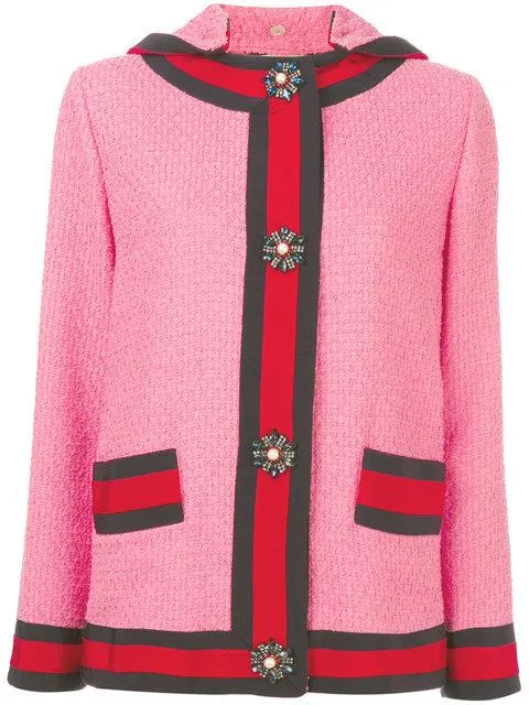 Hooded Knit Cardigan-Jacket, Pink