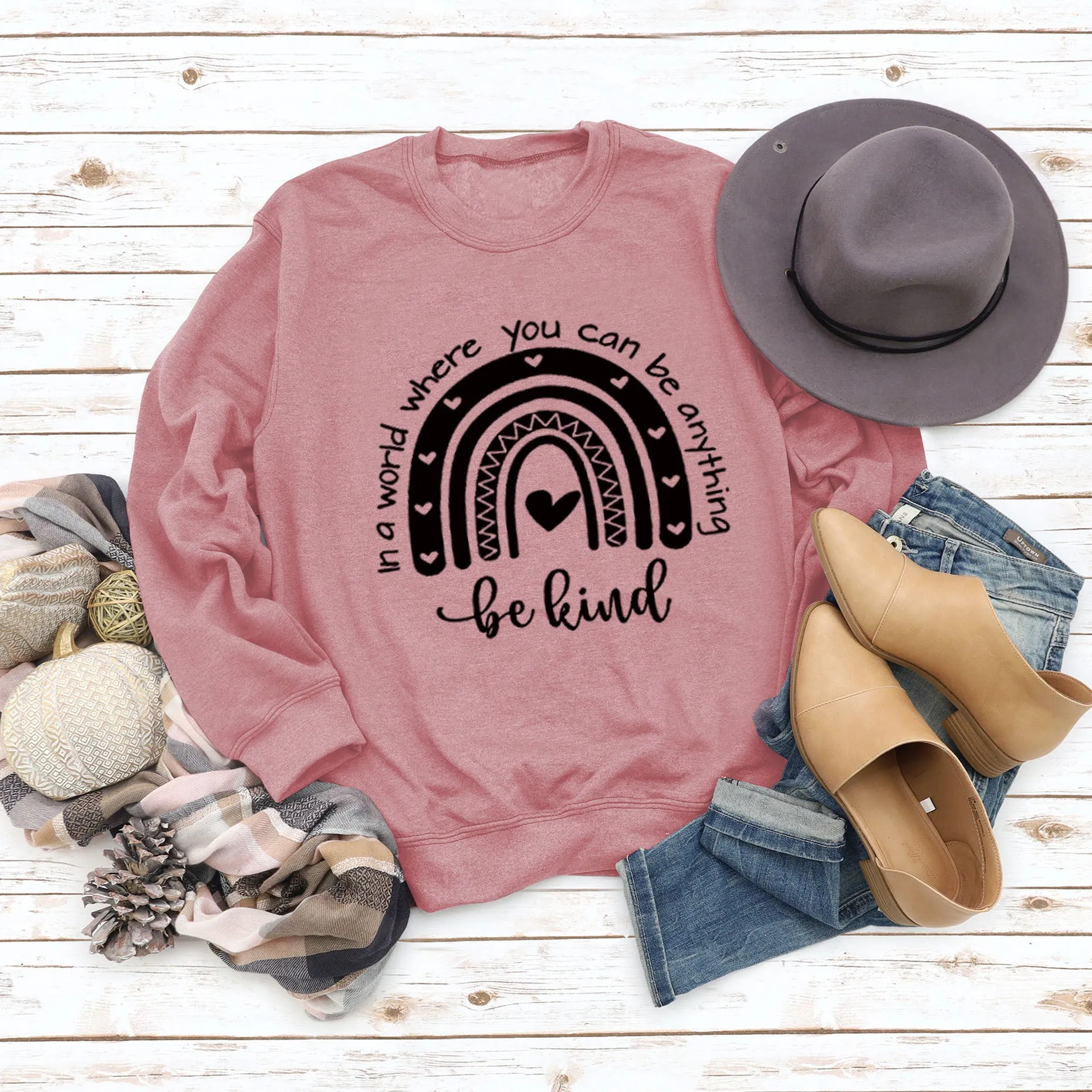 In A World Where Round Neck Letter Women Tops Long Sleeve Printed Sweatshirt