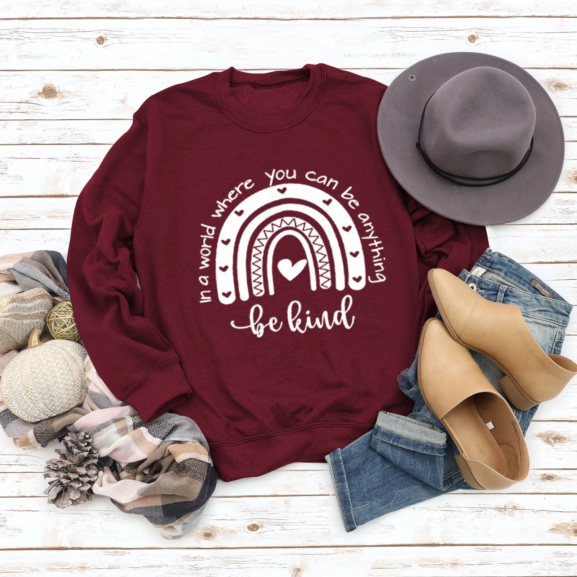 In A World Where Round Neck Letter Women Tops Long Sleeve Printed Sweatshirt