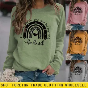 In A World Where Round Neck Letter Women Tops Long Sleeve Printed Sweatshirt