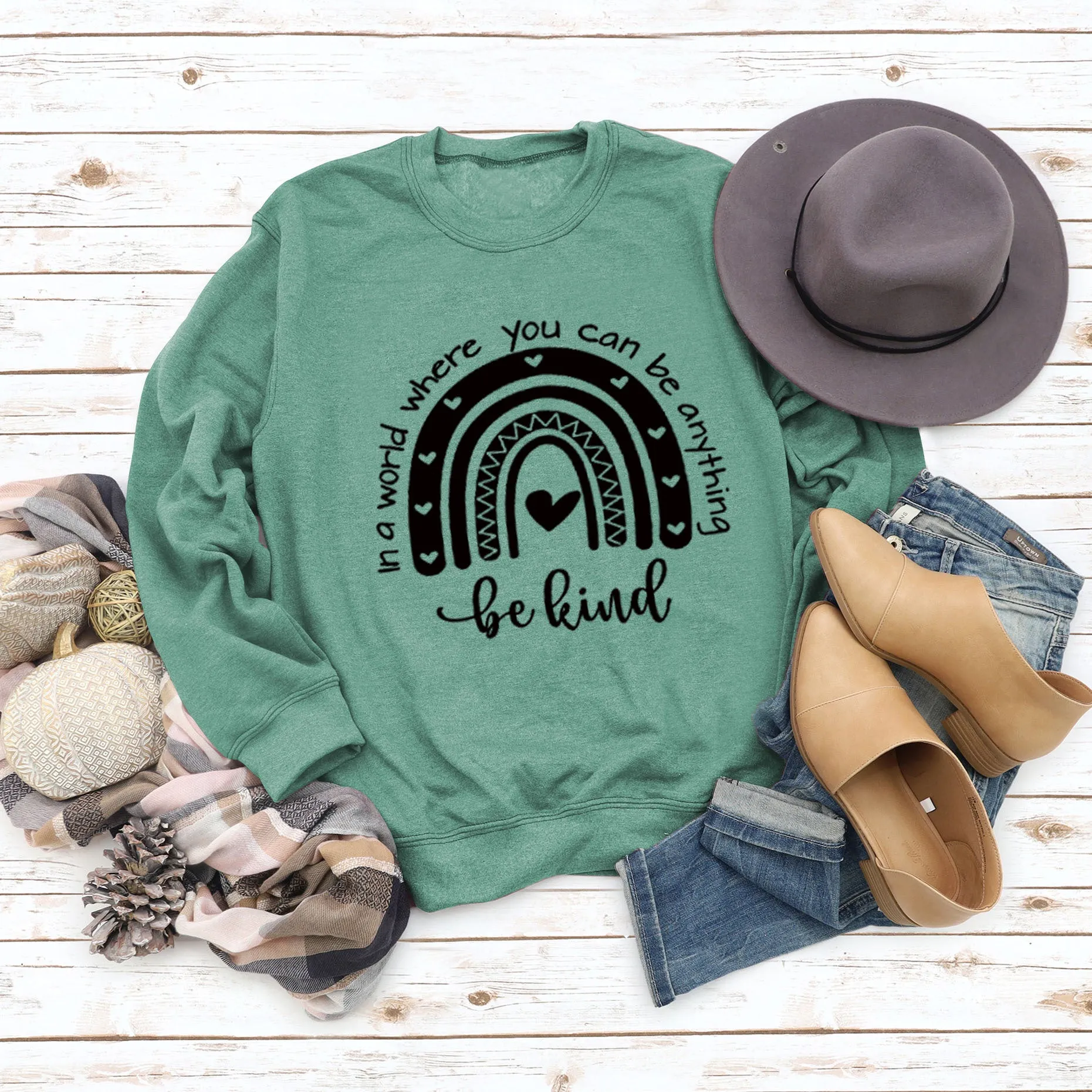 In A World Where Round Neck Letter Women Tops Long Sleeve Printed Sweatshirt