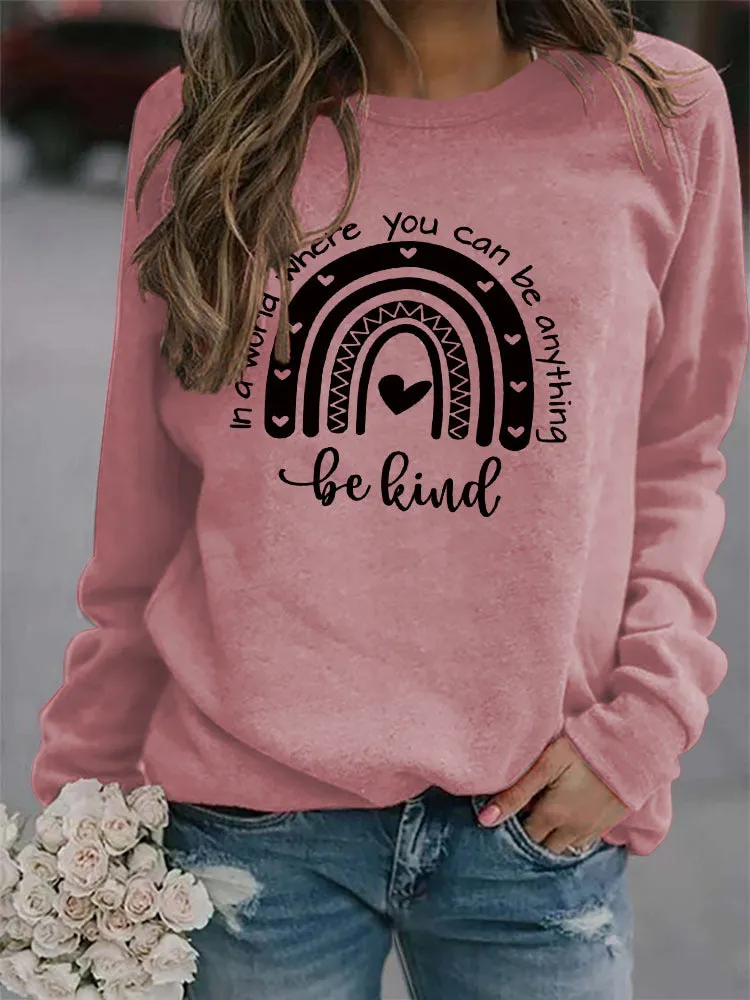 In A World Where Round Neck Letter Women Tops Long Sleeve Printed Sweatshirt