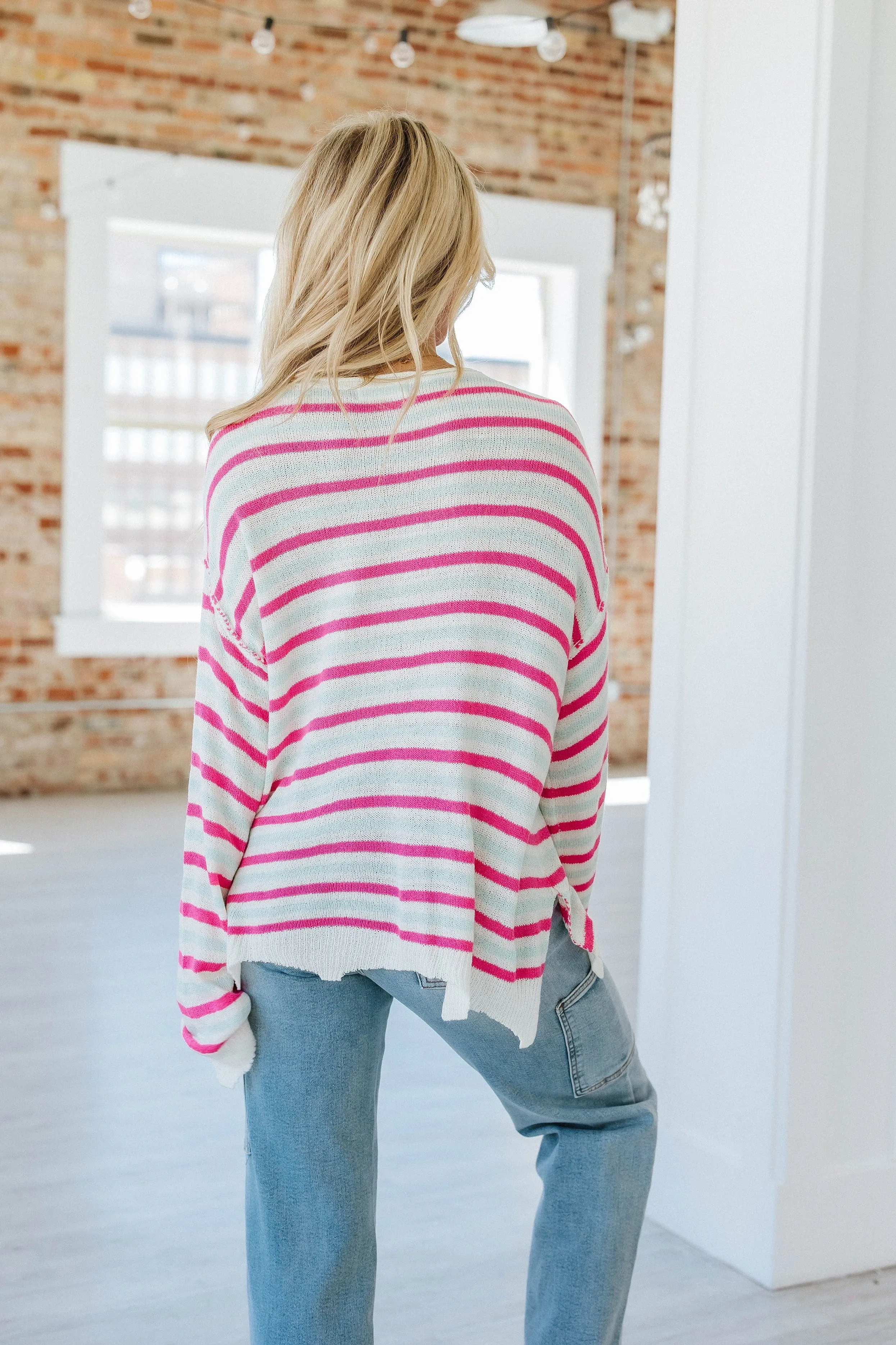 Jaqueline Striped Drop Sleeve Sweater | DROPSHIP