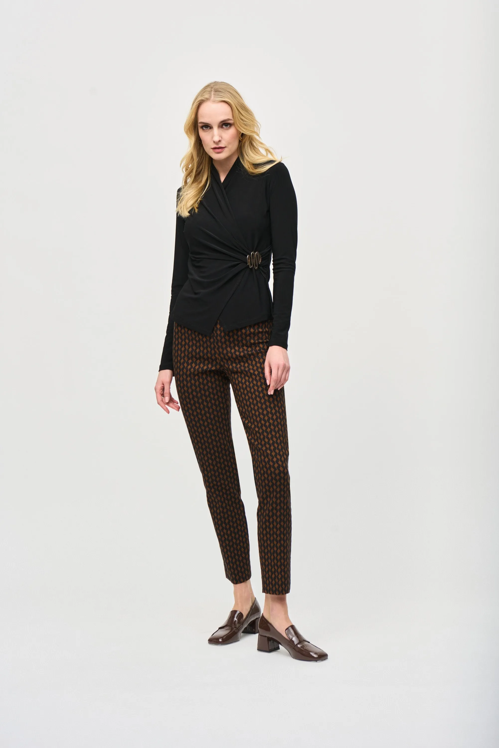 Joseph Ribkoff Women's Jacquard Woven Abstract Print Slim Fit Pants