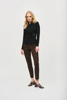 Joseph Ribkoff Women's Jacquard Woven Abstract Print Slim Fit Pants