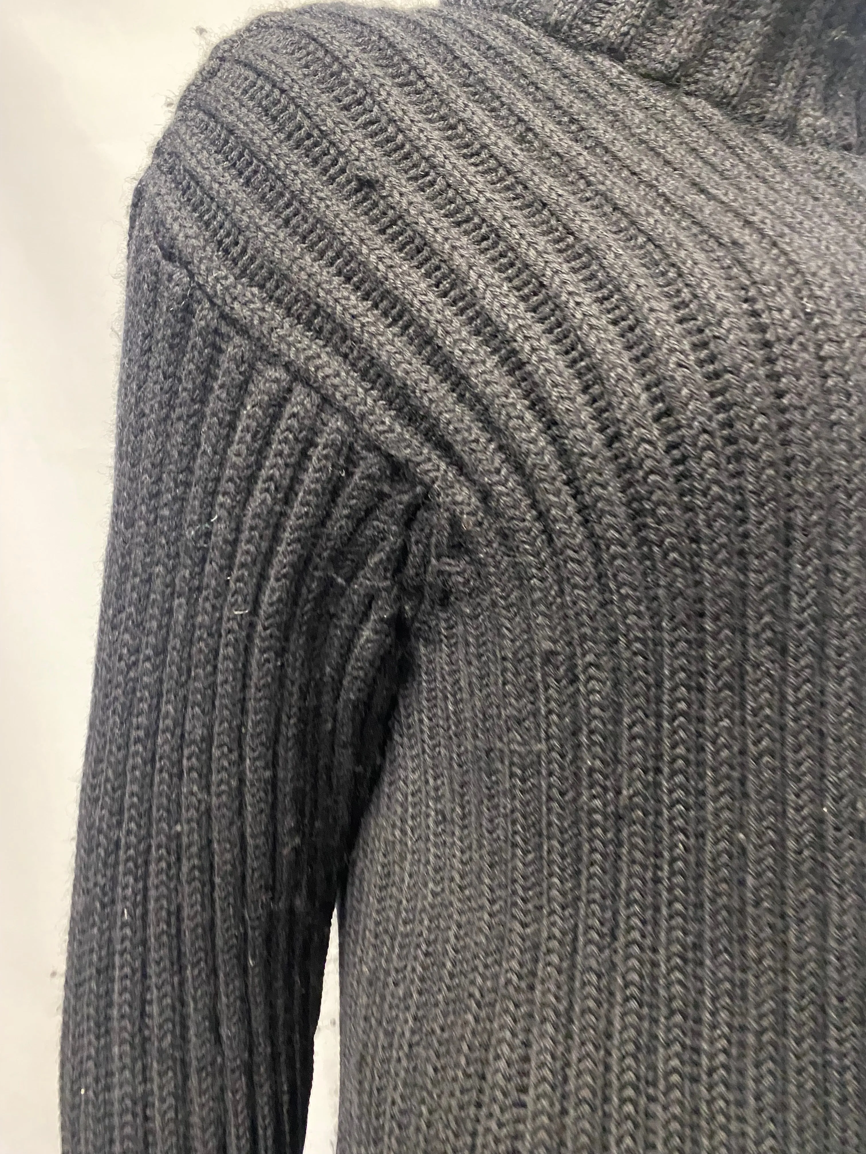 Joseph Tricot Black and White Thick Ribbed Zip Up Wool Cardigan Medium