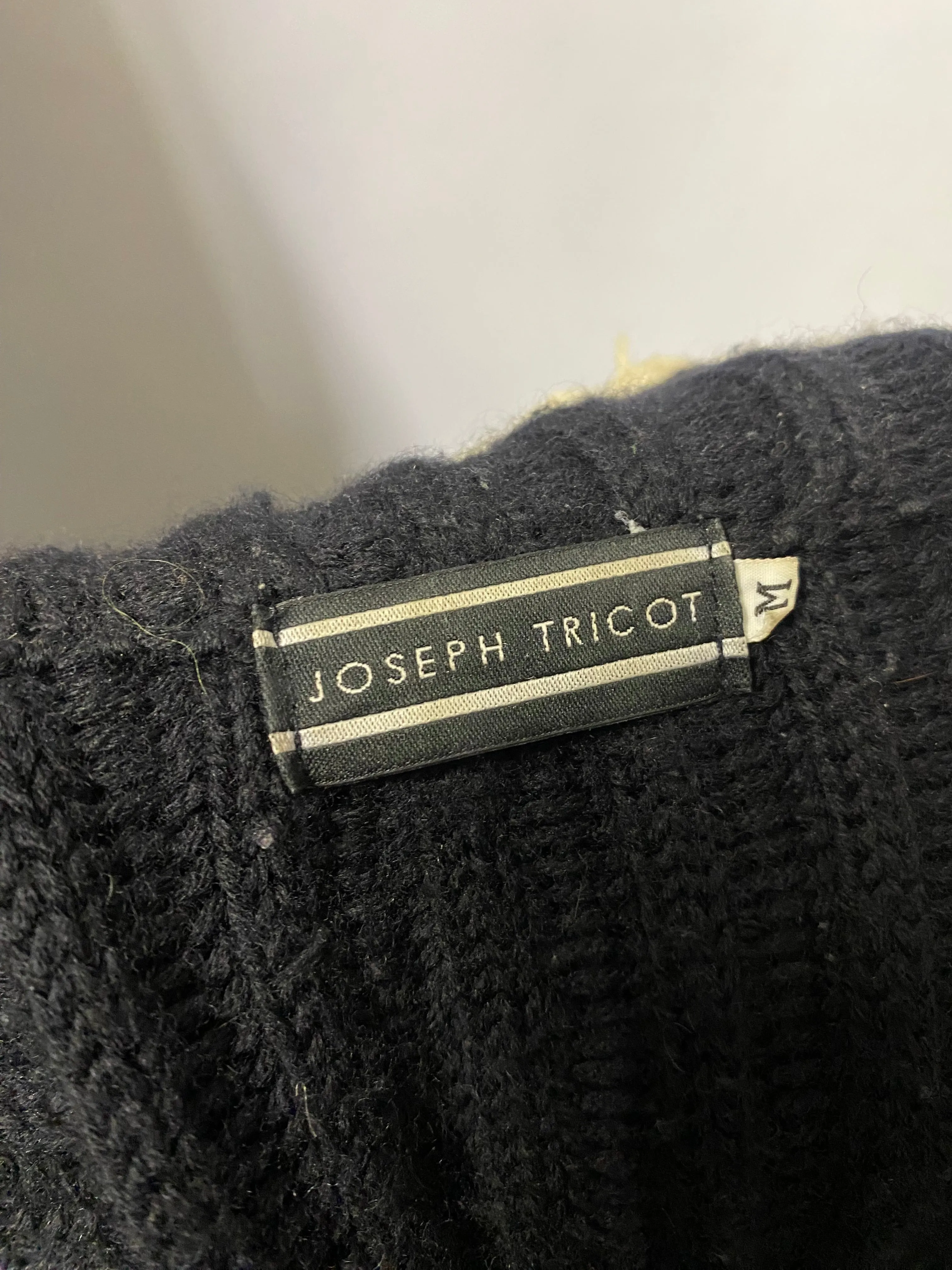 Joseph Tricot Black and White Thick Ribbed Zip Up Wool Cardigan Medium