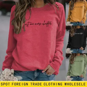 Just One More Letters Round Neck Sweater Female Large Size Long Sleeve