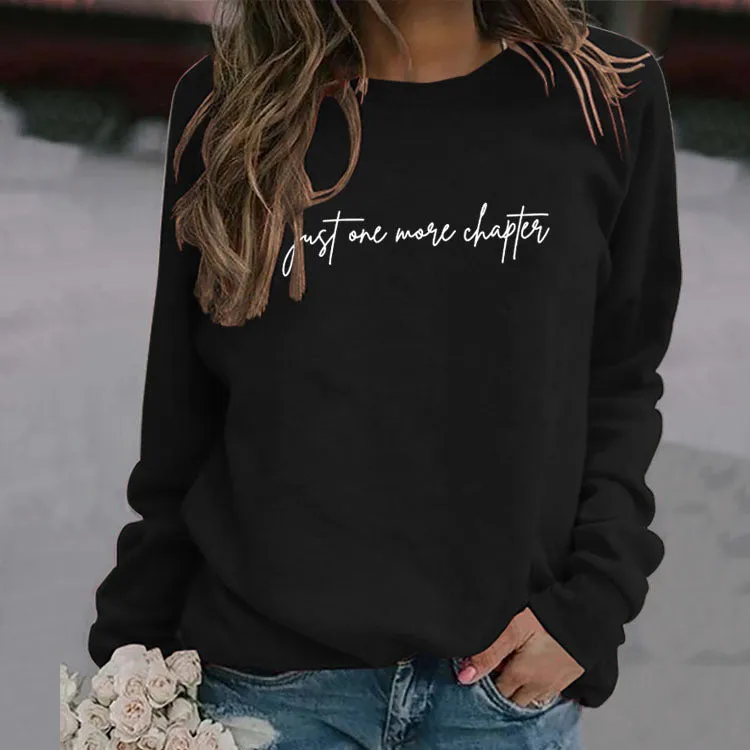 Just One More Letters Round Neck Sweater Female Large Size Long Sleeve