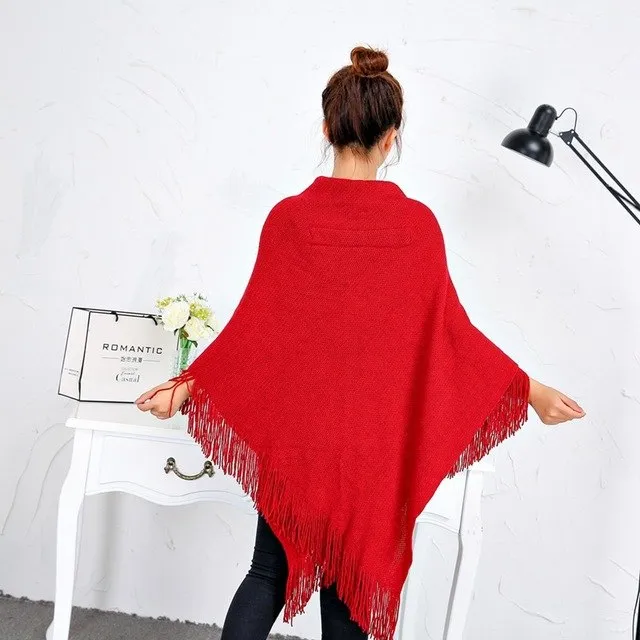 Kimono Cardigan Women Loose Long Sleeveless Knitted Poncho Sweater