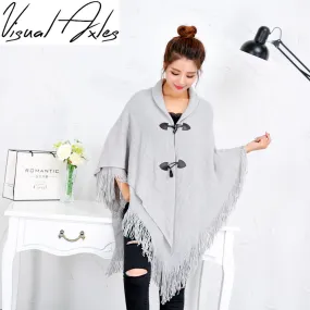 Kimono Cardigan Women Loose Long Sleeveless Knitted Poncho Sweater