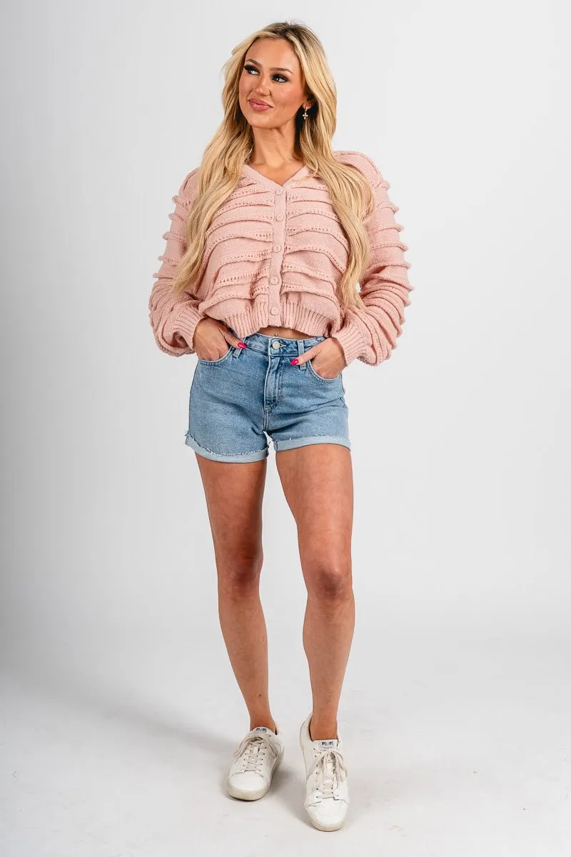 Layered ruffle sweater blush