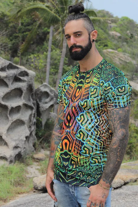 Mens Rave Shirt | Psy Clothing | Sacred Geomery Shirt | Fractal Shirt | Sacral (TS)