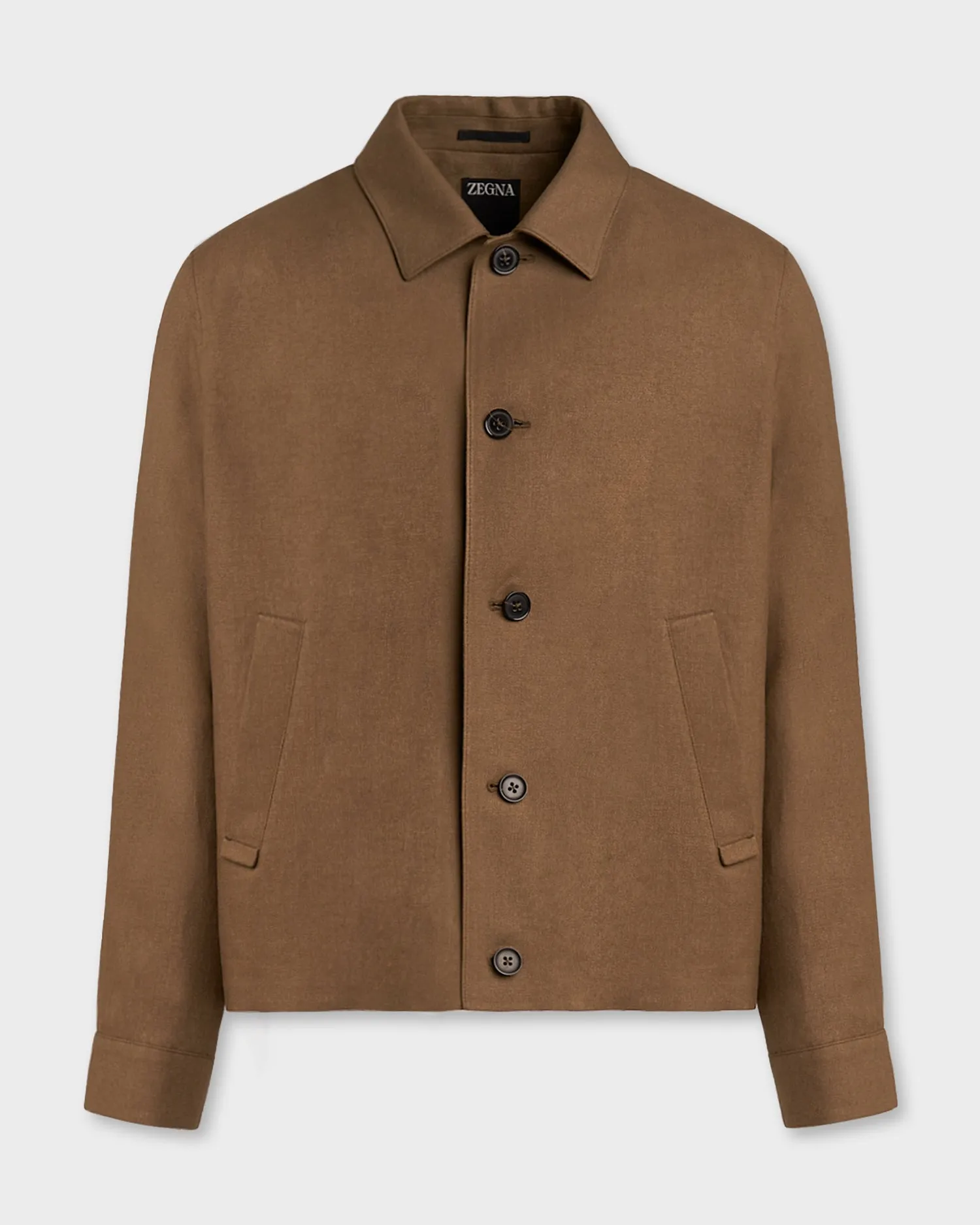 Military Green Linen Wool Blouson