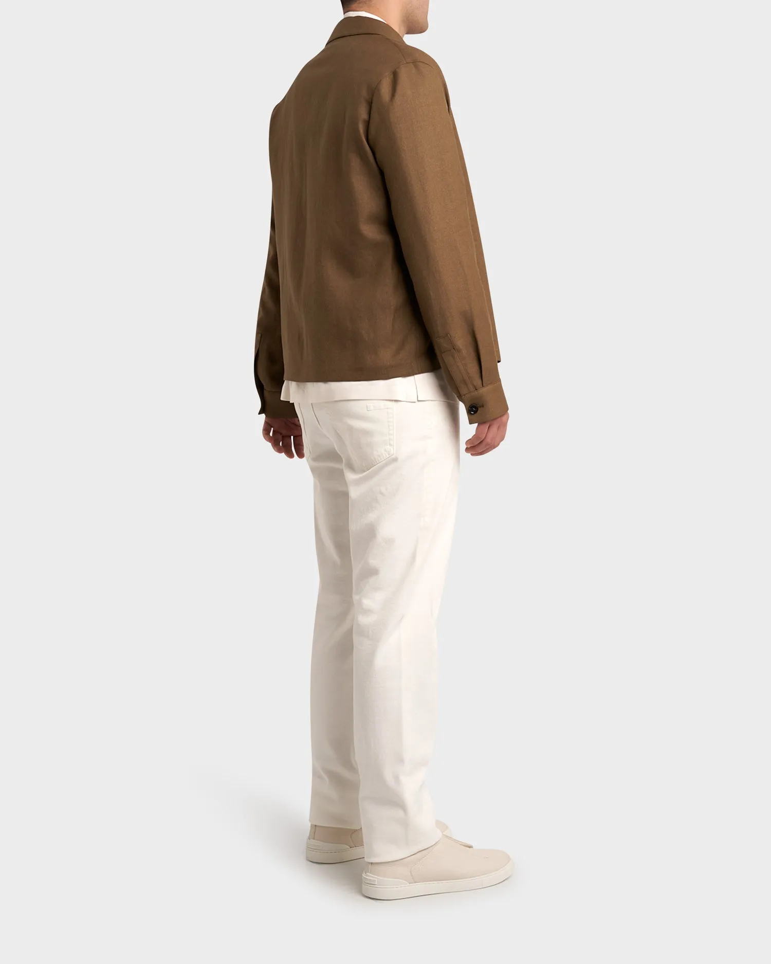 Military Green Linen Wool Blouson