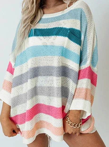 Multi Color Striped Oversized Sweater