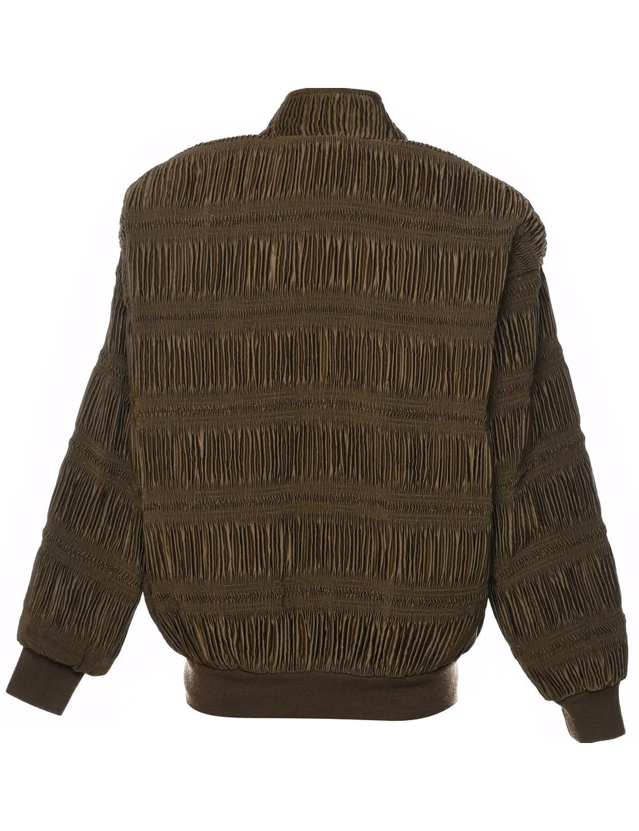 Olive Green Ruched Metallic Jacket - L