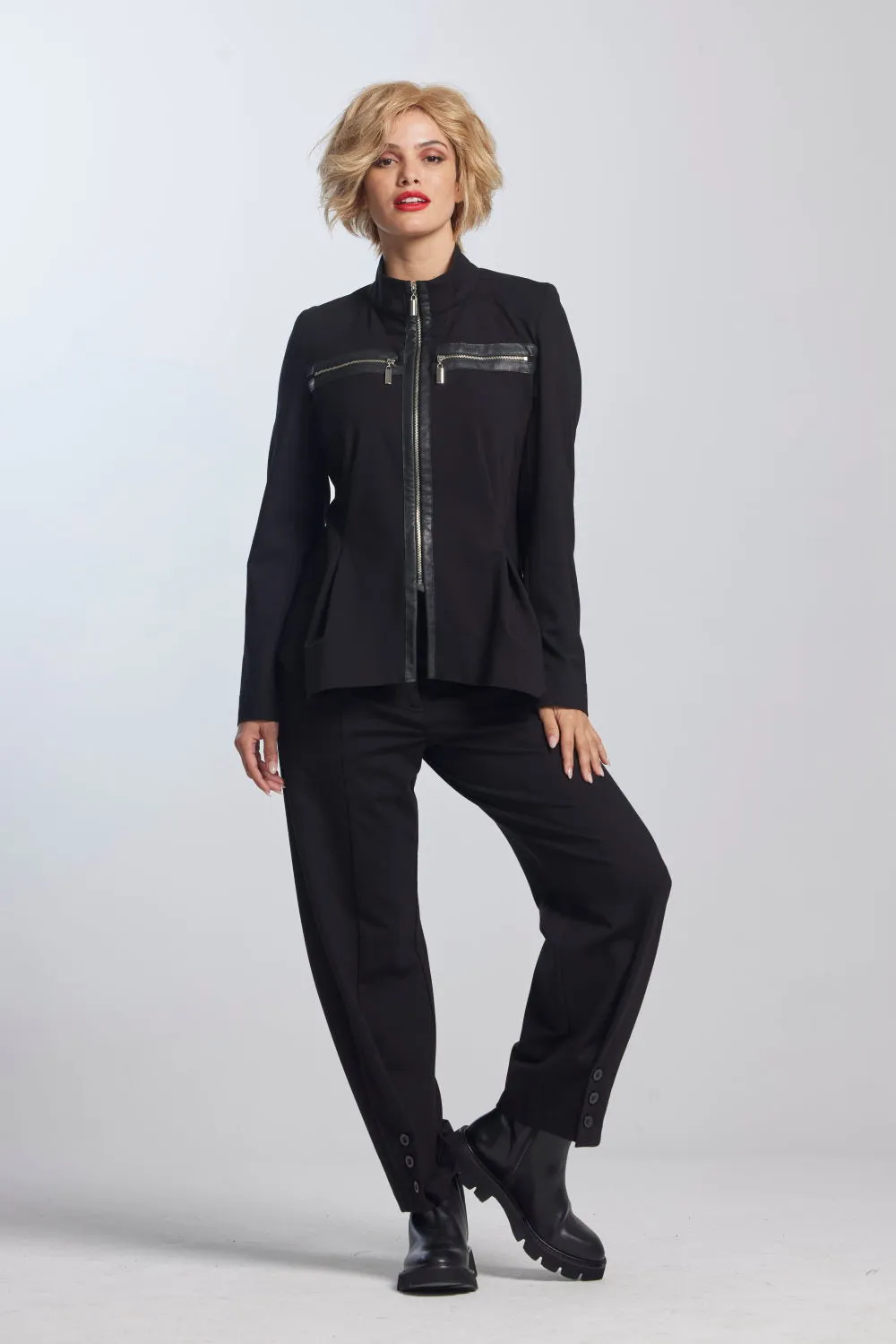 Paula Ryan Zip Trim Fit N Flare Jacket - Black
