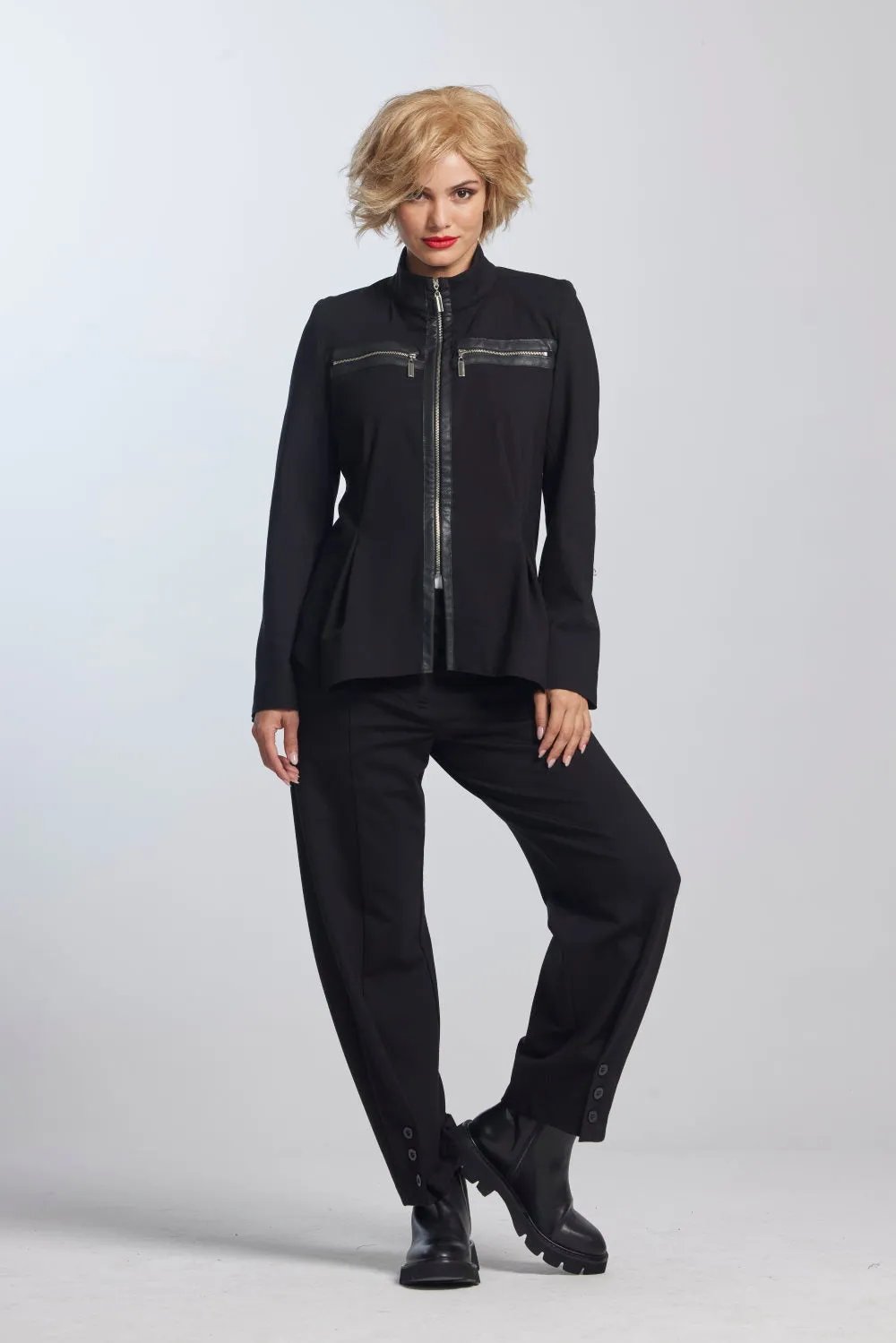 Paula Ryan Zip Trim Fit N Flare Jacket - Black