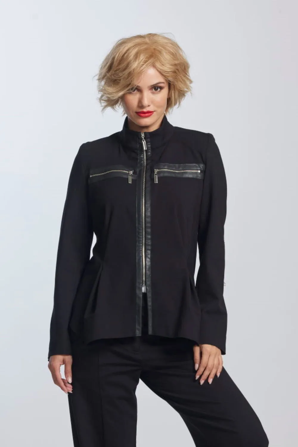 Paula Ryan Zip Trim Fit N Flare Jacket - Black