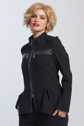 Paula Ryan Zip Trim Fit N Flare Jacket - Black