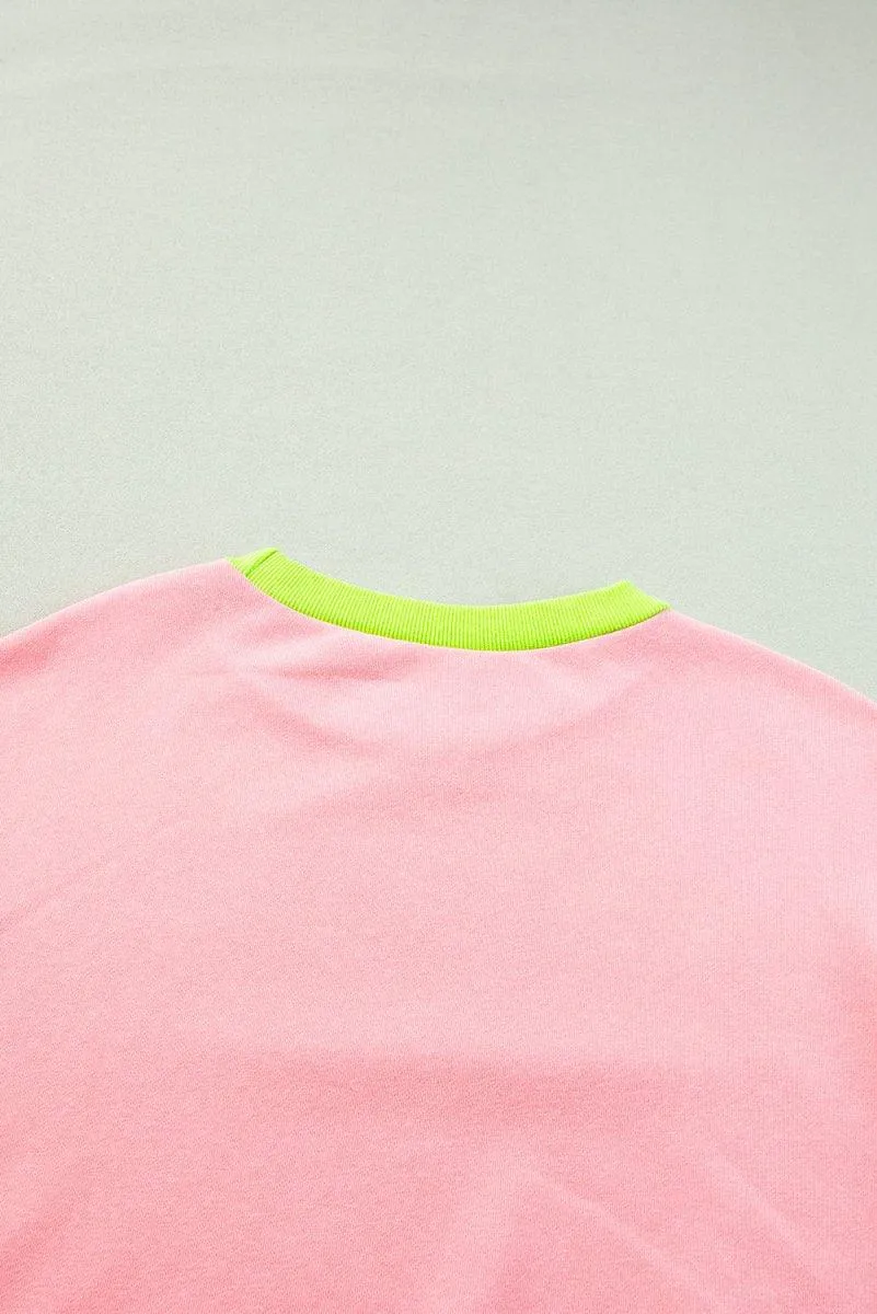 Pink and Neon Green Sweatshirt
