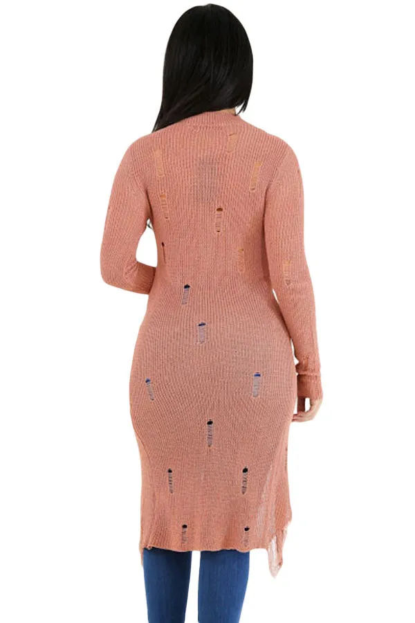 Pink Choker Distress Hi-lo Sweater Top