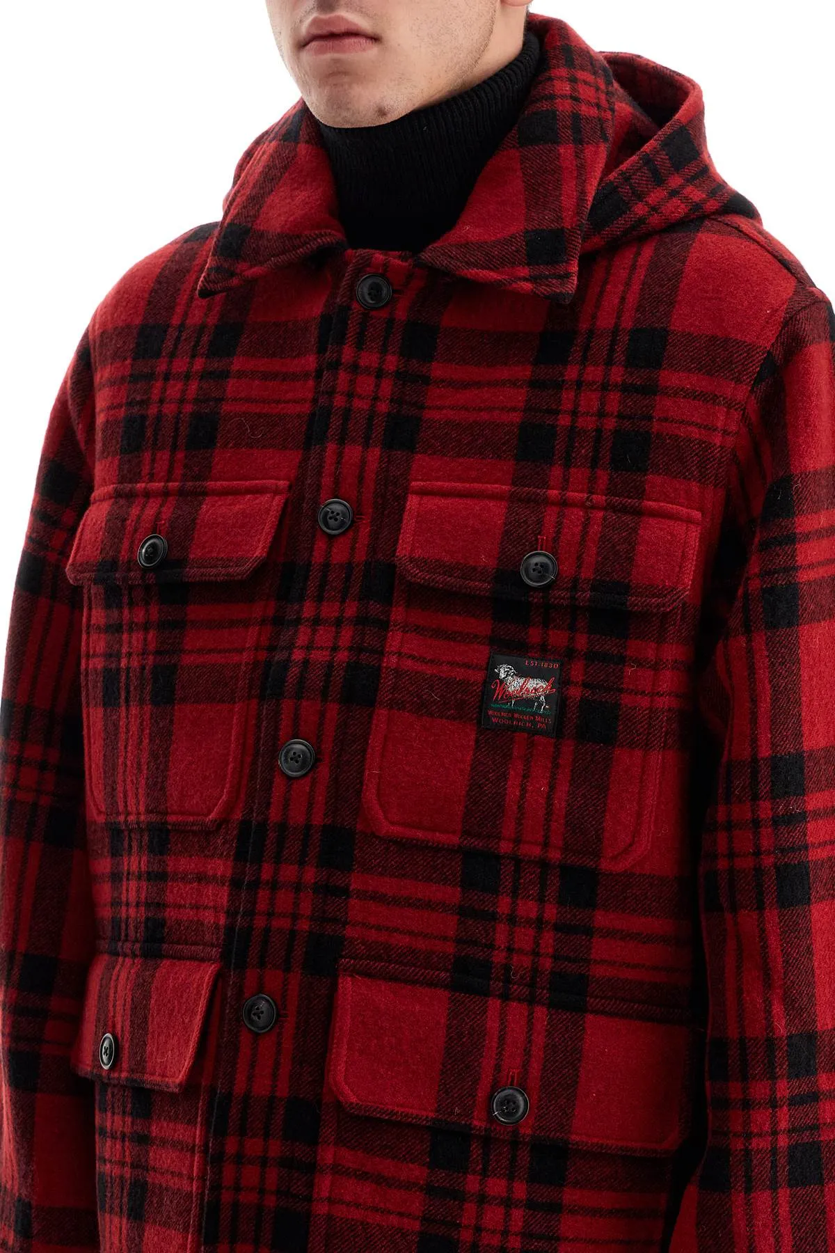 plaid cruiser hooded jacket CMWOOUT555MRTD0063 RED CHECK