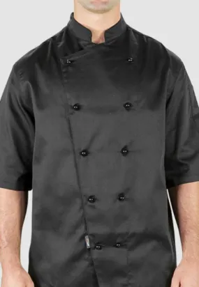 Prochef Chef Jacket Short Sleeve, Black, Large